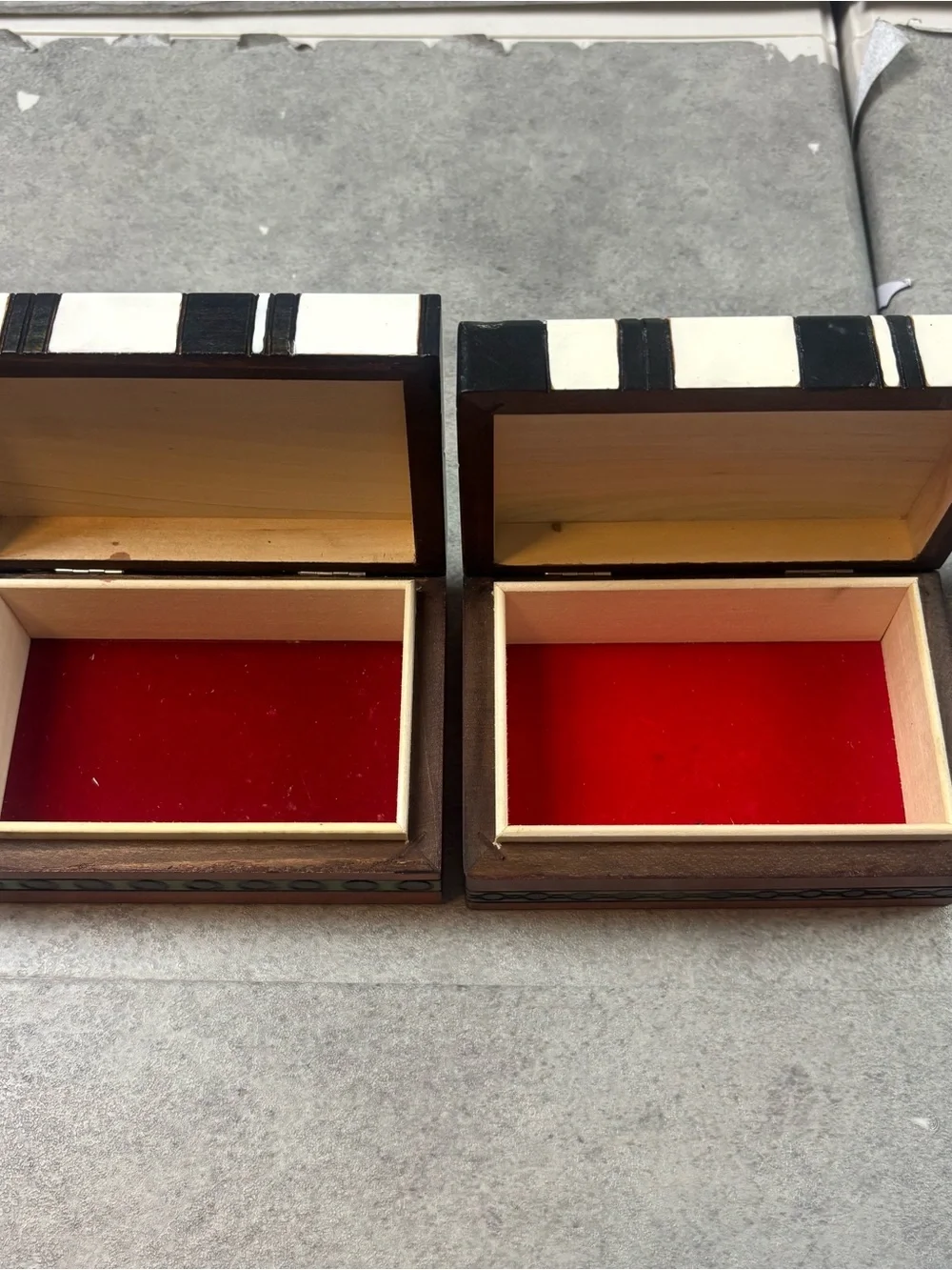 Lot Of 2 Penguins Wooden Box Polish Handmade Poland Wood Keepsake